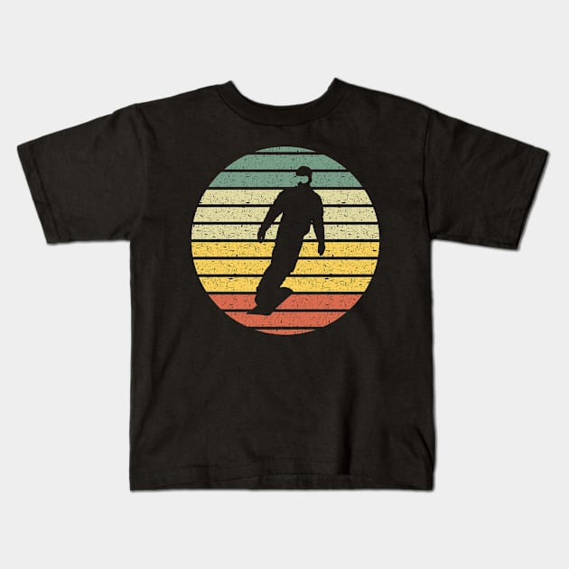 Snowboard Silhouette Vintage Kids T-Shirt by Creastorm